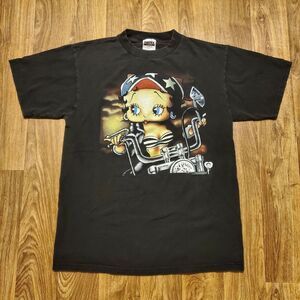 Vintage Betty‎ Boop Shirt Harley Motorcycle Black Adult Large 1996 Biker